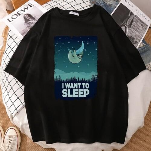 Night L Want To Sleep T-Shirt Men Pattern Short Sleeve Mens Hip Hop Funny T Shirts Streetwear Clothing Street Summer Tee Shirt