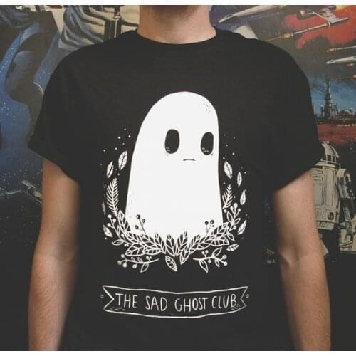 Hahayule The Sad Ghost Club Unisex Men Women Tumblr Fashion Cute T-shirt Summer Casual Loose Black Tee Tops