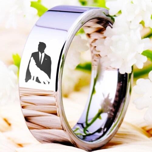Unique Man with Wolf Design Wolf Man Ring 8mm Silver Tungsten Carbide Wedding Engagement Ring Anniversary Gift Ring