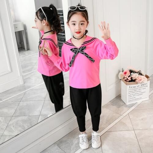 Girl Baby Clothing Set Teenage Clothes Sailor Collar Top + Harem Pants 2PCS School Outfits Suit Kids Clothes Kids 4 to 13 Years
