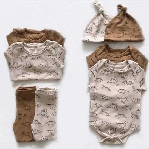 Newborn Baby Girl Clothes Set Cartoon Dinosaur Long Sleeve T-shirt+ Rompers +Casual Pants+ Leggings Infant Clothing Outfits
