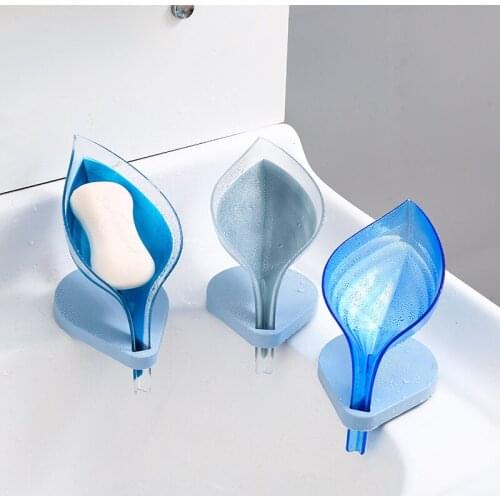 Punch-free Leaf Soap Box Creative Suction Cup Sponge Dish Drain Storage Soap Box Rack Home Laundry Soap Box Bathroom Supplies