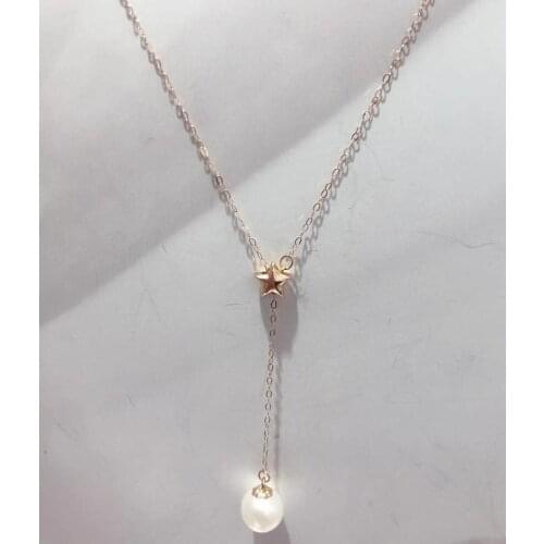 MADALENA SARARA 8-8.5mm Freshwater Pearl Necklace Natural White Pearl Pendant Pearl Necklace Star 18K Gold Luxury Women Jewelry