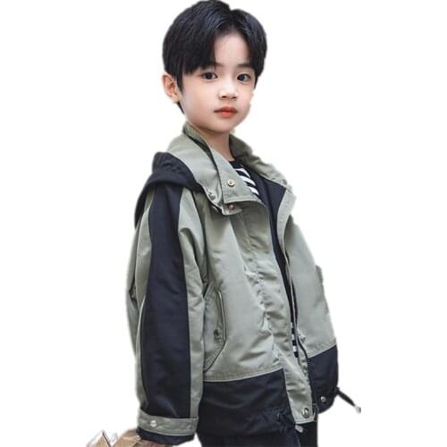 Fashion Splicing Hooded Zipper Thick Warm Coat for Boy 4-10 Years Autumn Winter New Boys Jackets Kids Korean Windbreakers