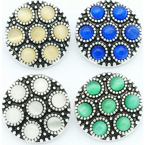 Fashion beauty colorful rounds stone pattern 18MM snap buttons fit snap bracelet snap jewelry wholesale KZ3041