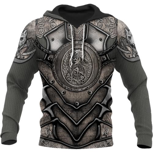 Fashion Mens Hoodies Wolf Viking Pattern 3D Printed Sweatshirt Harajuku Streetwear Unisex Casual Zip Jackets tops