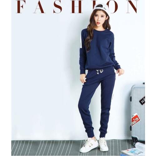 2018 New Slim Flexible Long Pant Sweater Full Sleeve Two Piece Set Woman Sport Clothing Trainning & Exercise Sets