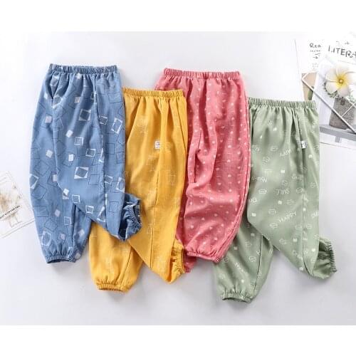 New 2021 Summer Kids Boys Girls Thin Anti Mosquito Pants Cartoon Print Casual Bloomers Pants Trousers Baby Pajama Pants Clothing