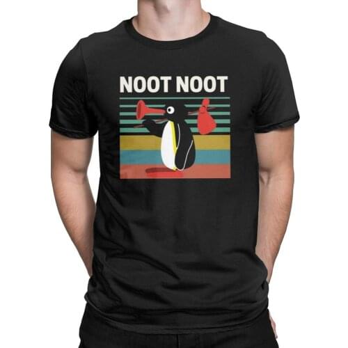 Novelty Noot Noot T-Shirts Mens T Shirts Pingu Penguin Meme Funny Cartoon Tee Shirt Birthday Present Clothes