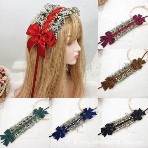 Fashion lolita lace bow women Gothic hairbands girls headbands ladys hair accessories