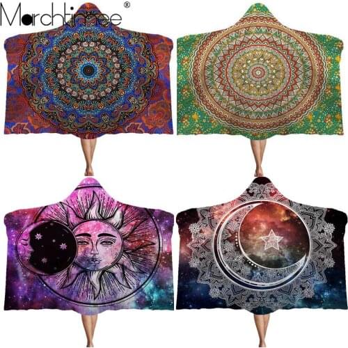 Starry Sun Tarot Floral Blanket Tapestry Mandala Muslin Thick Coral Fleece Blanket Compass Magic Cloak Hooded Cloak Blankets Mat