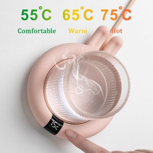 Home Heating Coaster Coffee Tea Mug Warmer Pad Electric Heating Cup Pad Adjustable 3 Gear Constant Temperatures LED Display Cup