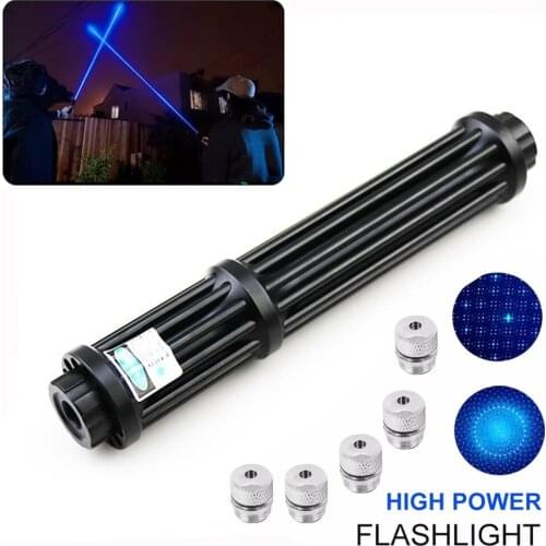 Most Powerful 450nm Blue Light Laser Pointer Pen Strong Beam Focus Cigarette Lighter Flashlight Burn Match Hunting