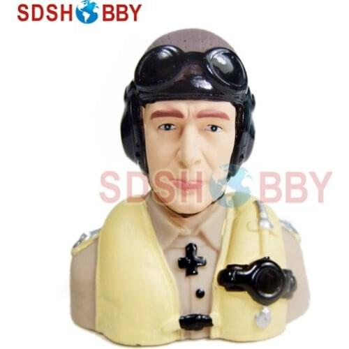 1/6 Scale WWII Germany Pilot Statues/Pilot Portrait Toy L72*W48*H76mm for RC Airplane