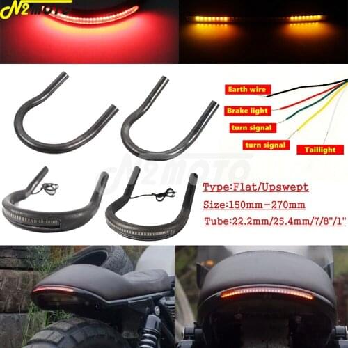 1" 7/8" 22mm 25mm Modified Rear Seat Frame Hoop Loop LED Tail Brake Turn Light for Honda CB CL Suzuki Yamaha Kawasaki Cafe Racer