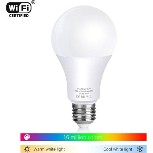 Smart Wi-Fi Full Color Dimmable E27/B22 10W LED Light Bulb Works with Alexa and Google Assistant night lights for room