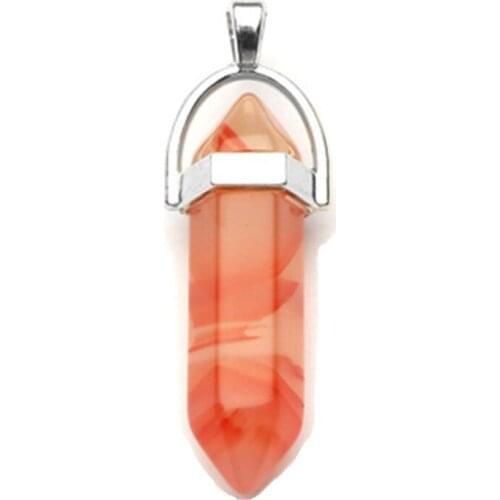 Yingwu 5PCS Lots Natural Stone Hexagonal Column Pendulum Cherry Quartz Stone Pendant For Fashion charms Necklace