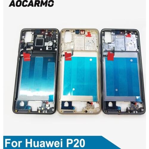 Aocarmo Replacement Metal Black/Blue/Gold Middle Frame Bezel Housing Plate Board With Sticker For Huawei P20 5.8"