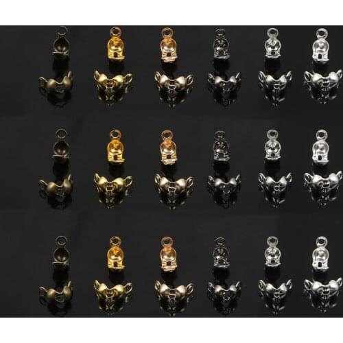 100pcs/bag 4x7mm lobster parrot Clasps Calotte End Crimps Beads Connecotr Components For DIY Jewelry Making Supplie