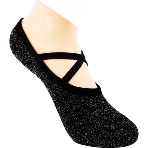 Women Shiny Sparkly Professional Anti Slip Bandage Sports Yoga Socks Ladies Breathable Pilates Ballet Socks Dance Sock Slippers
