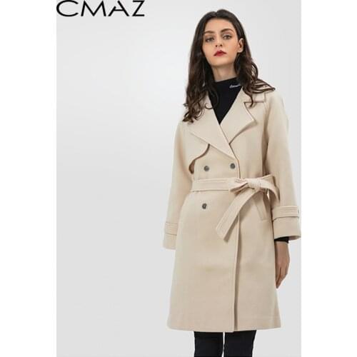 CMAZ autumn winter woolen coat female Mid-Long New Double-breasted temperament Straight woolen coat MX17D9636