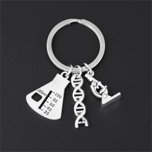 1Pc Doctor Molecular DNA Microscope Keychain Science Microscope Equipment Keyring For Medicine School Gift Jewelry