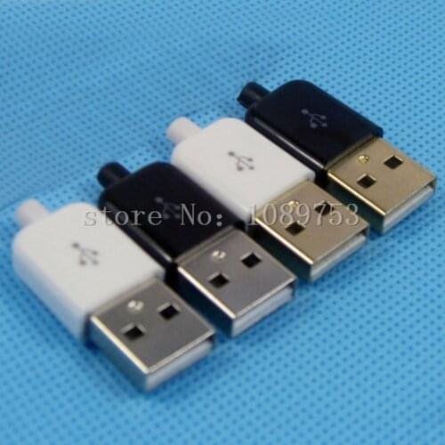 10sets USB 2.0 Type-A Plug 4-pin Male Adapter Solder Connector 3 in 1 Nickel-plated Gold Plated Adaptor