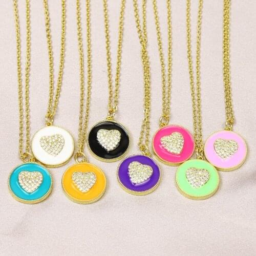 10 Pcs Zircon Enamel pendant Heart Zircon Pendan Necklace Mix color Pendant Necklace Jewelry Accessories Jewelry Necklace 51814