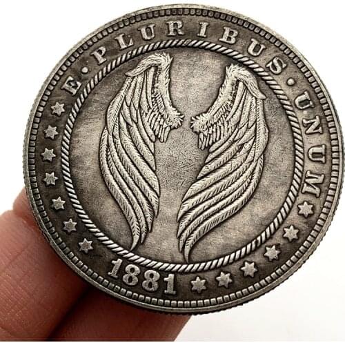 1881 American Wandering Coin Angel Wings Commemorative Collectible Coin Gift Lucky Challenge Coin