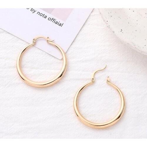 2020 Fashion Hoop Earrings Circle Earrings Gold Color Plated Loop Earrings for Women Ladies Jewelry Accessory Mujer pendientes