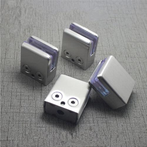 4Pcs Stainless Steel Square Clamp Holder Bracket Glass Shelf Handrails Silver Fish Mouth Clip Bathroom Support Partition Board