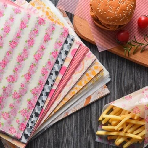 50PCS Wax Paper Oil-proof wrapping paper food paper snack Bread Candy Sandwich or Cake Burger Fries Fast Food paper Baking Tool