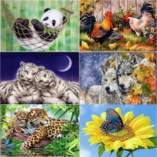 5D diamond painting animal tiger leopard panda wolf diamond embroidery mosaic home decoration pattern DIY handmade new year gift