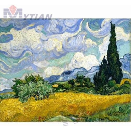 5D DIY Full Drill Square & Round Diamond Painting Embroidery Set Van Gogh Wheatfield with Cypresses Mosaic Painting Cross Stitch