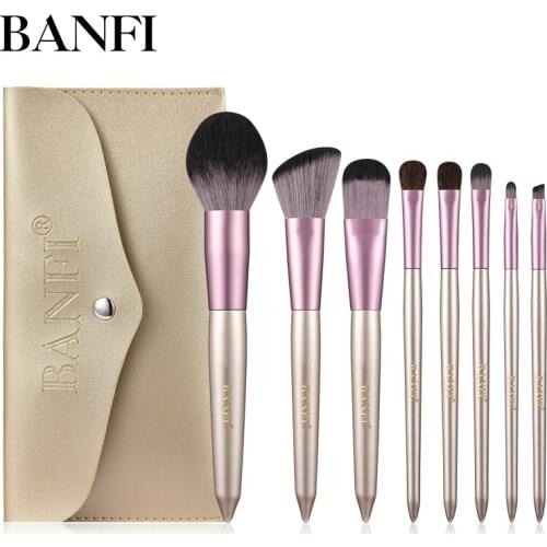 8pcs Makeup Brushes Set Cosmetics Powder Foundation Contour Eyeshadow Make Up Beauty Tool + Leather Case