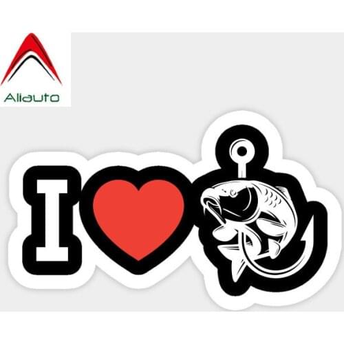 Aliauto Funny Fishing Love Sticker PVC Motorcycle Automobile Creative Waterproof Cartoon Car Sticker,10cm*2cm