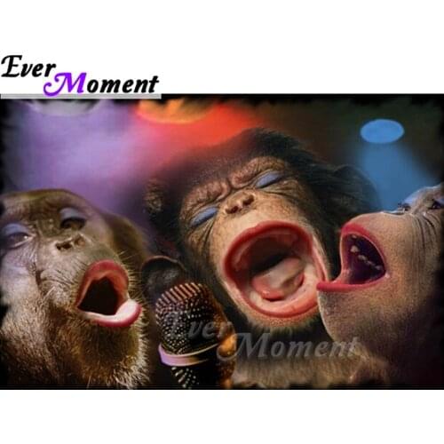 Ever Moment Diamond Painting 5D DIY Monkey Picture Of Rhinestone Mosaic Full Square Drill Diamond Embroidery Decoration ASF1544