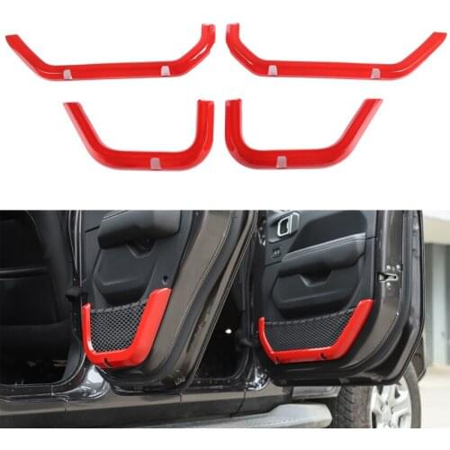 Car Interior Door Side Storage Box Net Decoration Strips Trim Car Styling Accessories For Jeep Wrangler JL 2018+ 4 Doors
