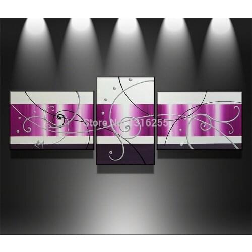 Free shipping! 3 pcs/set hand-painted Canvas Wall pink Art Abstract Oil Painting Home Decoration Modern Art Wall Picture