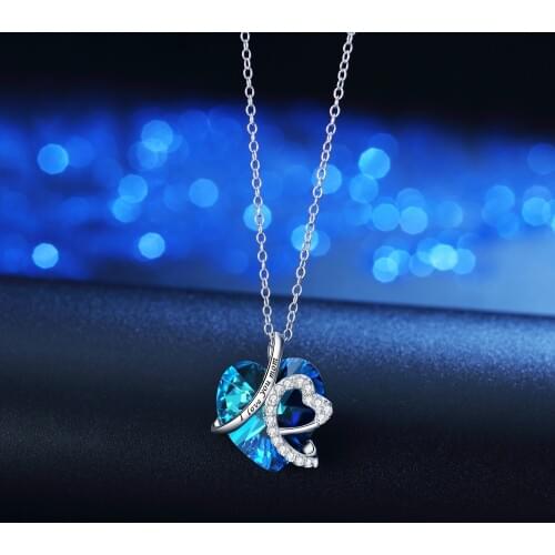 BONISKISS New Heart Necklaces Pendant 925 Silver Love Heart Crystals Necklace Jewelry Gifts for Women Mother Day Gifts