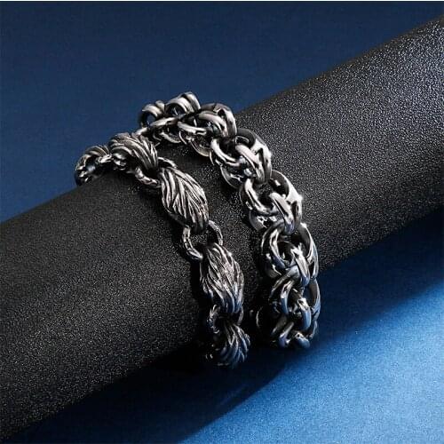 HAOLYNJOY Punk Twisted Link Chain Bracelet Mens 23cm 9 Inches Stainless Steel Boho Hand Chain Armband Biker Hip Hop Jewelry