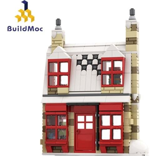 Buildmoc Magic Movie Hogsmeades Village Zonkos Joke Shop and Honeydukes-Sweetshop City House Building Blocks Toys For Girl Gift