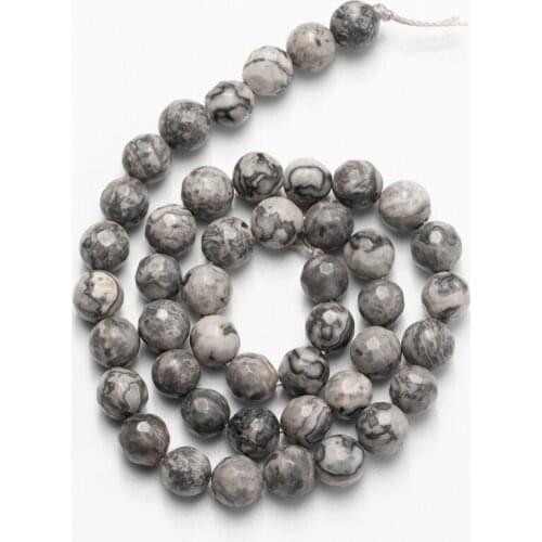 Wholesale Grey Map Natural Stone Beads Natural Stone Loose Beads DIY Bracelet Necklace Earrings 4mm 6mm 8mm 10mm 12mm