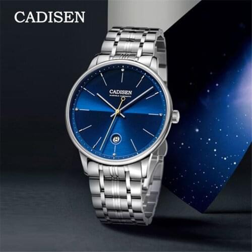 New CADISEN Mechanical Watches Mens NH35 Watch Men Movement Top Brand Luxury Blue Watch Waterproof Sapphire Relogio Masculino