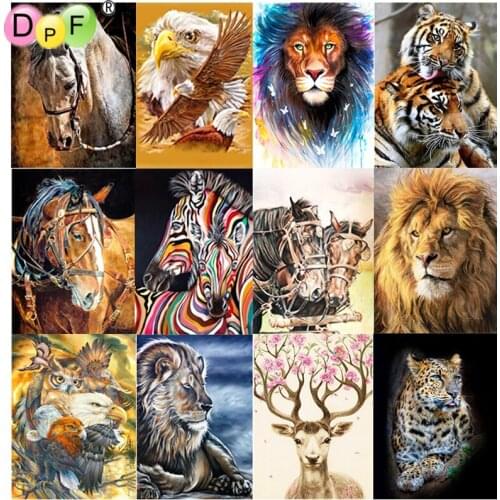 DPF 5D full Round Diamond painting Animals Meeting diamond Mosaic Cross Stitch Diamond Embroidery Needlework home decor crafts