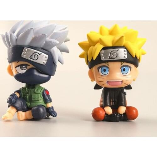8.5CM Seated Naruto Uzumaki Naruto Hatake Kakashi Action Figures Anime Figurines doll Model Toys Birthday Cake Ornaments Gift