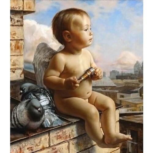 GLymg Diy Diamond Embroidery Handicrafts Angel Children Out Diamond Painting Cross Stitch Full Square Mosaic Picture Home Decor