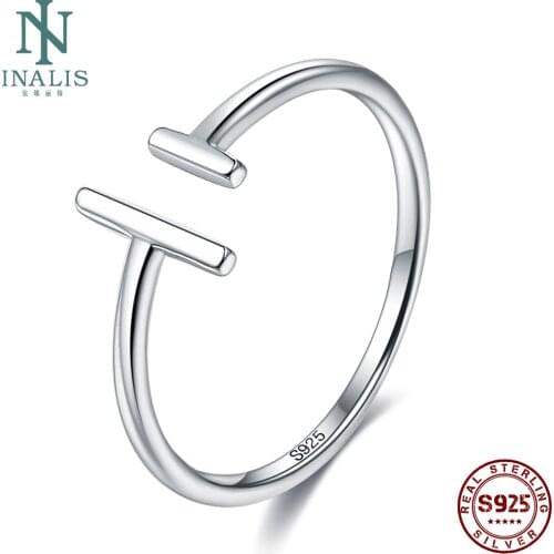 INALIS Authentic 925 Sterling Silver Simple Minimalist Open Adjustable Finger Rings Women Anniversary Fine Jewelry New Arrival