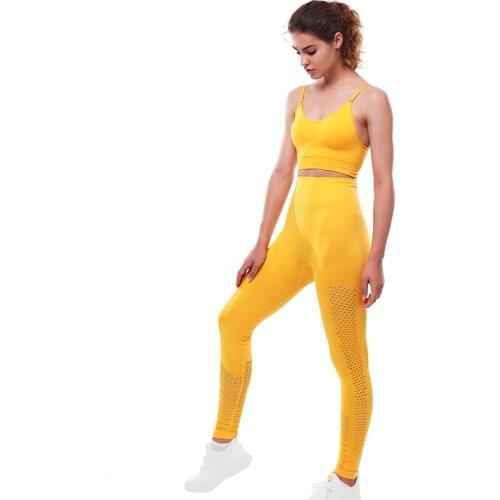 Yoga Sets Women Gym Sports Set Elastic Sports Hight Waist Leggings Sportswear Workout Sets Women Yoga Sets Women Gym Sports Set