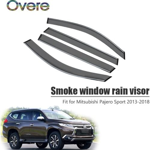 Overe 4Pcs/1Set Smoke Window Rain Visor For Mitsubishi Pajero Sport 2013 2014 2015 2016 2017 2018 Awnings Shelters Accessories